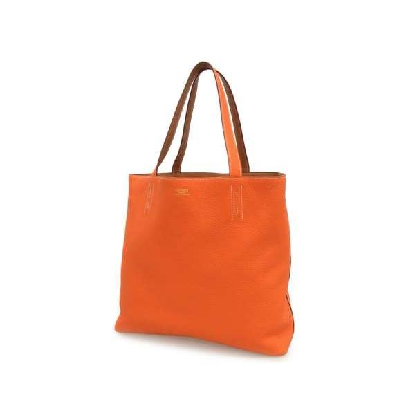 クマキチ　エルメス　トートバッグ　ドゥブルセンス　オレンジ　ゴールド HERMES（エルメス） トートバッグ ドゥブルセンス36 ゴールド×オレンジ