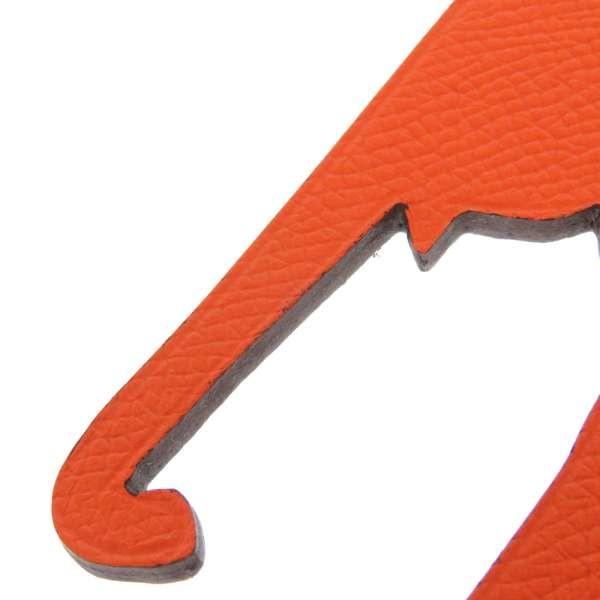 HERMES チャーム プティアッシュ ゾウ レザー オレンジ カーキ