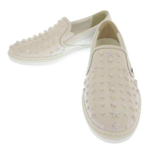 値下げ 送料無料ジミーチュウ 靴 未使用 N 19f ジミーチュウ スニーカー Grove スタースタッズ付き レザー スリッポン メンズサイズ40 1 2 Jimmy Choo 靴 白 シューズ Smssvg Org