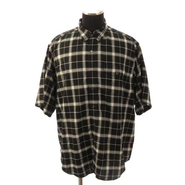 オーバーサイズ ボタンダウン 半袖シャツ シャツ メンズファッション メンズサイズ39 チェック柄 安心保証 バレンシアガ シャツ