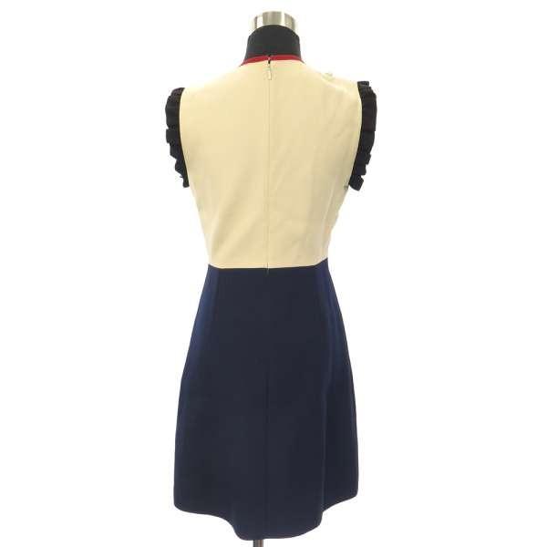 GUCCI グッチ ネイビー フリルノースリーブ ワンピース GUCCI ネイビー フリル ノースリーブワンピース 【公式通販】