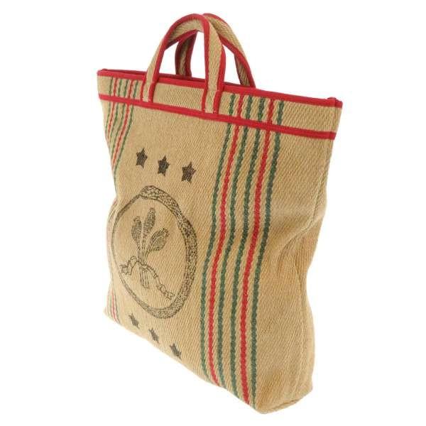 GUCCI（グッチ） トートバッグ ウェブストライプ ジュート ラフィア