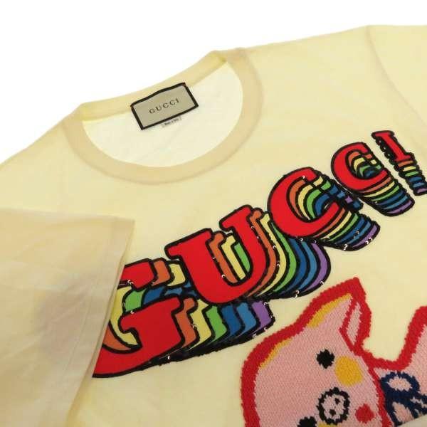 ■未使用品■GUCCI グッチ 半袖Ｔシャツ サイズM（170/92Y） ロゴ ビーズ刺繍 スパンコール イタリア製 20240905/RA1008 中古・古着通販】GUCCI (グッチ) スパンコールTシャツ アイボリー