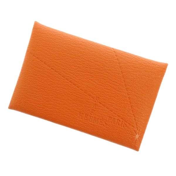 け*う様 HERMES 名刺入れ カードケース オレンジ HERMES（エルメス） カードケース カルヴィ オレンジ シェーブルミ