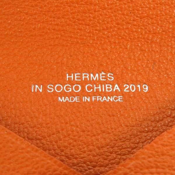 HERMES（エルメス） カードケース カルヴィ オレンジ シェーブルミ