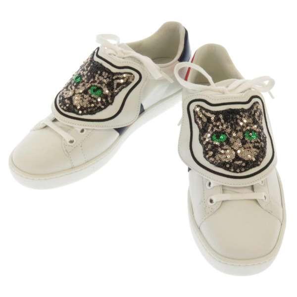 グッチ スニーカー キャット ウェブ レディースサイズ36 506635 GUCCI 靴 シューズ 白 6196639GALLERY