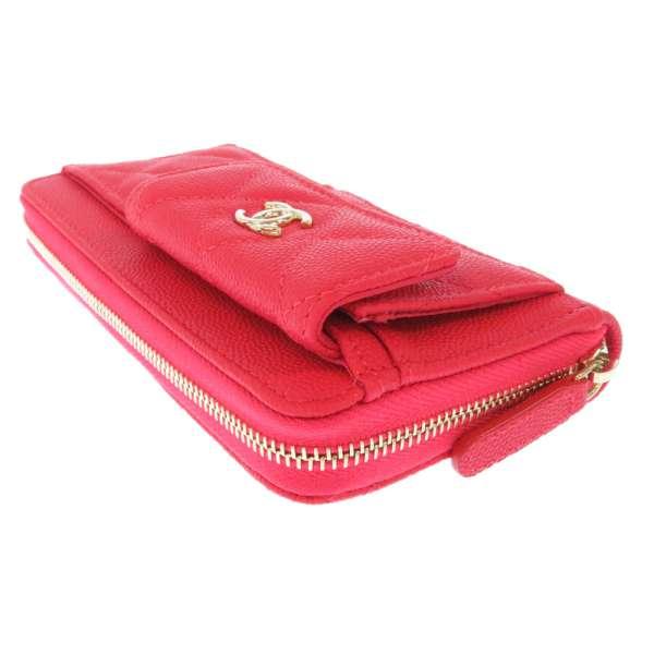 CHANEL ケース 小銭入れ 財布 ココマーク キャビアスキン 赤 CHANEL（シャネル） 財布 ココマーク レッド キャビアスキン ラウンド