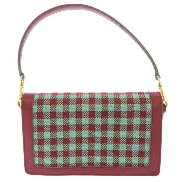 PRADA プラダ ショルダーバッグ チェック柄 グリーン レッド PRADA プラダ ショルダーバッグ チェック柄 グリーン レッド