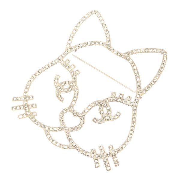 CHANELブローチ-猫ヘッドデザイン CHANEL（シャネル） ブローチ キャットモチーフ ココマーク ライン
