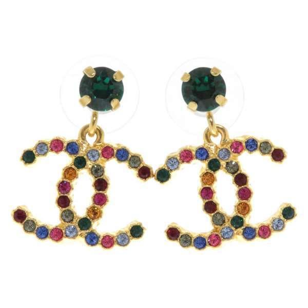 CHANEL ピアス ココマーク マルチカラー ラインストーン CHANEL（シャネル） ピアス ココマーク ラインストーン マルチカラー
