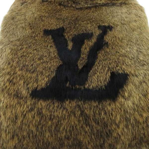 レア美品 ルイヴィトン LOUIS VUITTON エシャルプ ラパン ラビットファー LVロゴ マフラー ブラウン ブラック ラビット Oryctolagus cuniculus100％ M71968 LOUIS VUITTON - レア美品 ルイヴィトン LOUIS VUITTON エシャルプ