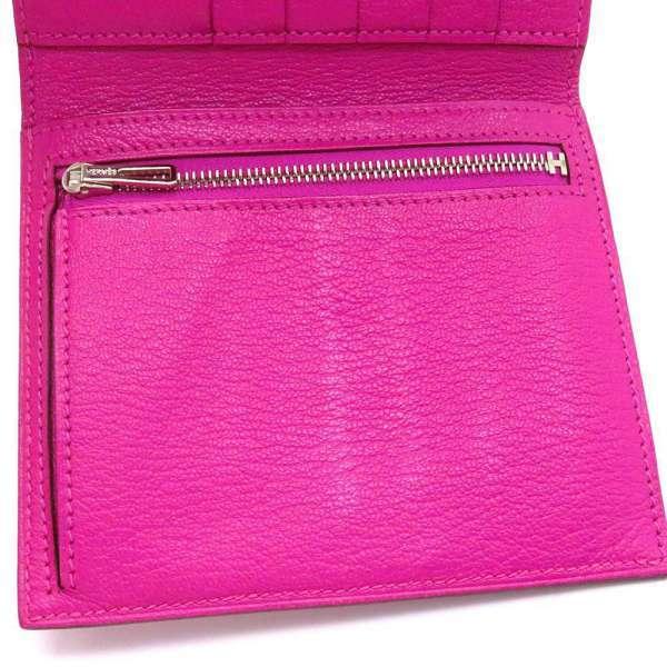 鑑定書付【極美品】HERMES クリック12 三つ折り財布　シェーブル　ピンク系 HERMES（エルメス） 三つ折り財布 クリック12 マグノリア/シルバー金具