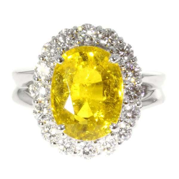 イエロートルマリン リング トルマリン 5.87ct/ダイヤ 1.072ct Pt900 