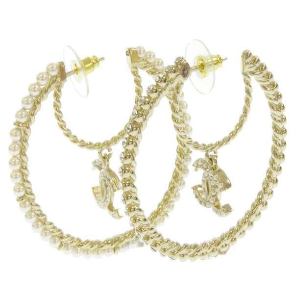 CHANEL（シャネル） ピアス ココマーク フープ フェイクパール ライン