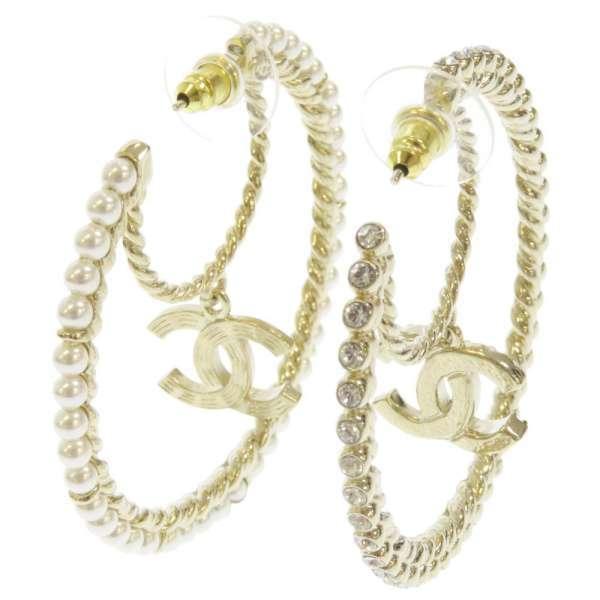 CHANEL（シャネル） ピアス ココマーク フープ フェイクパール ライン