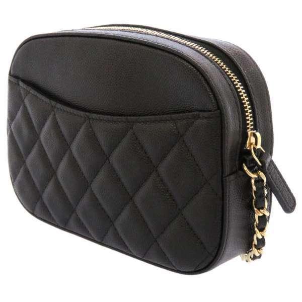 シャネル チェーンショルダーバッグ ココマーク マトラッセ ボーリングバッグ キャビアスキン AS3893 CHANEL 黒 シャネル チェーンショルダーバッグ ココマーク マトラッセ ボーリング