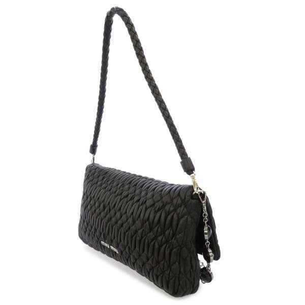 値下げ中！【美品】MIU MIU ミュウミュウ マトラッセナッパクリスタル黒 miu miu（ミュウミュウ） ショルダーバッグ ナッパ クリスタル