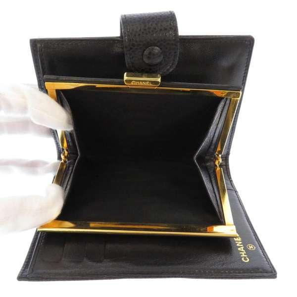 シャネル CHANEL ココマーク 財布 キャビアスキン ブラック がま口 CHANEL（シャネル） キャビアスキン ココマーク がま口長財布 ブラック