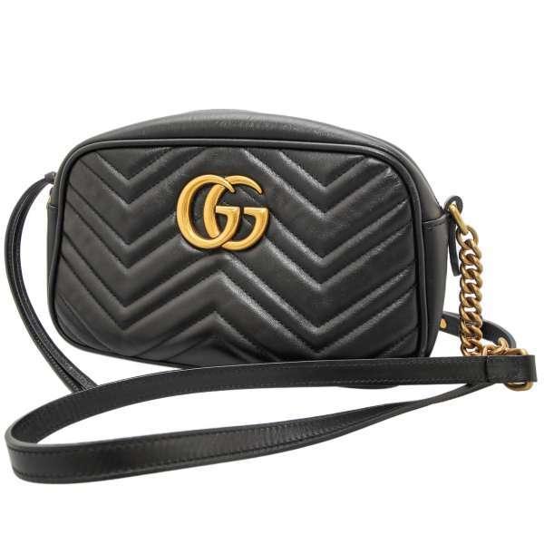 グッチ ショルダーバッグ GGマーモント キルティング スモール 447632 GUCCI チェーンショルダー 黒 安心保証 :7138713