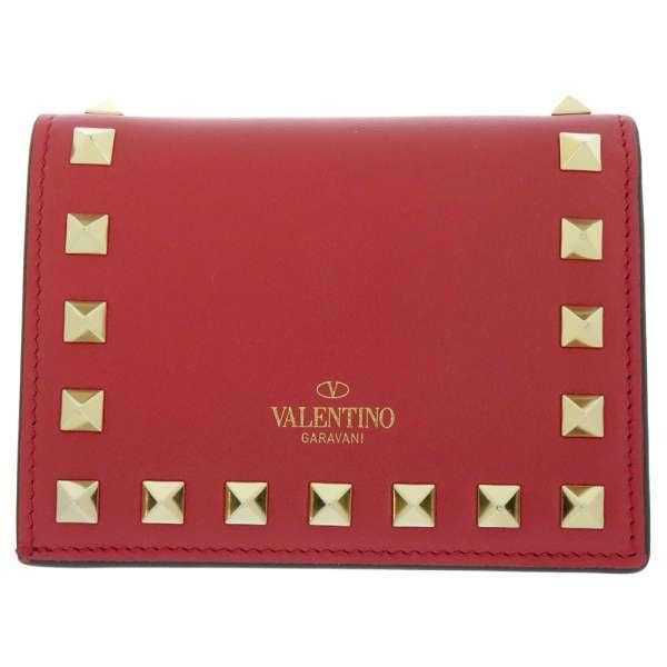 ヴァレンティノ・ガラヴァーニ 二つ折り財布 ロックスタッズ コンパクトウォレット VALENTINO レッド 安心保証｜gallery-rare｜03