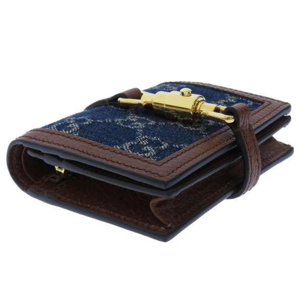 【Gucci 】ブラック デニム レザー 二つ折り財布 ジャッキー 1961 美品 GUCCI グッチ 二つ折り財布 GGデニム ジャッキー1961 正規品