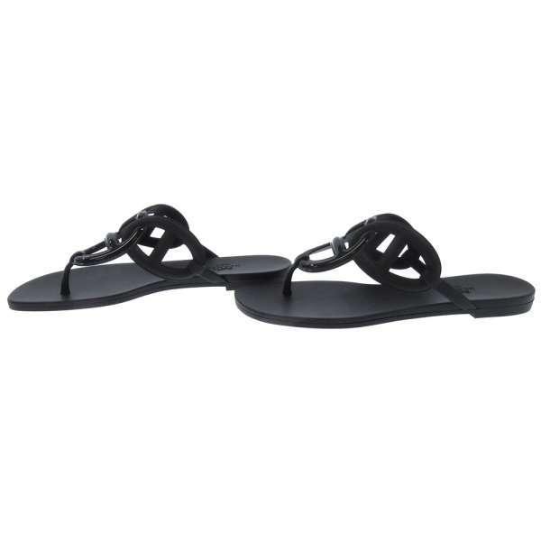 HERMES エルメス サンダル エジェリ ブラック ラバー レディースサイズ  