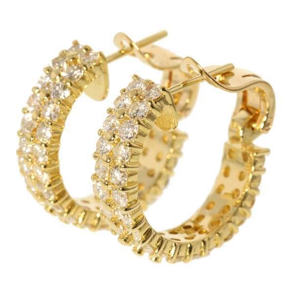 ダイヤモンド ピアス パヴェ 計2.63ct K18YGイエローゴールド