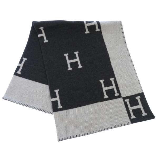 HERMES Hロゴ ウール カシミヤ ブランケット HERMES（エルメス） ブランケット Hロゴ アヴァロン ウール カシミヤ
