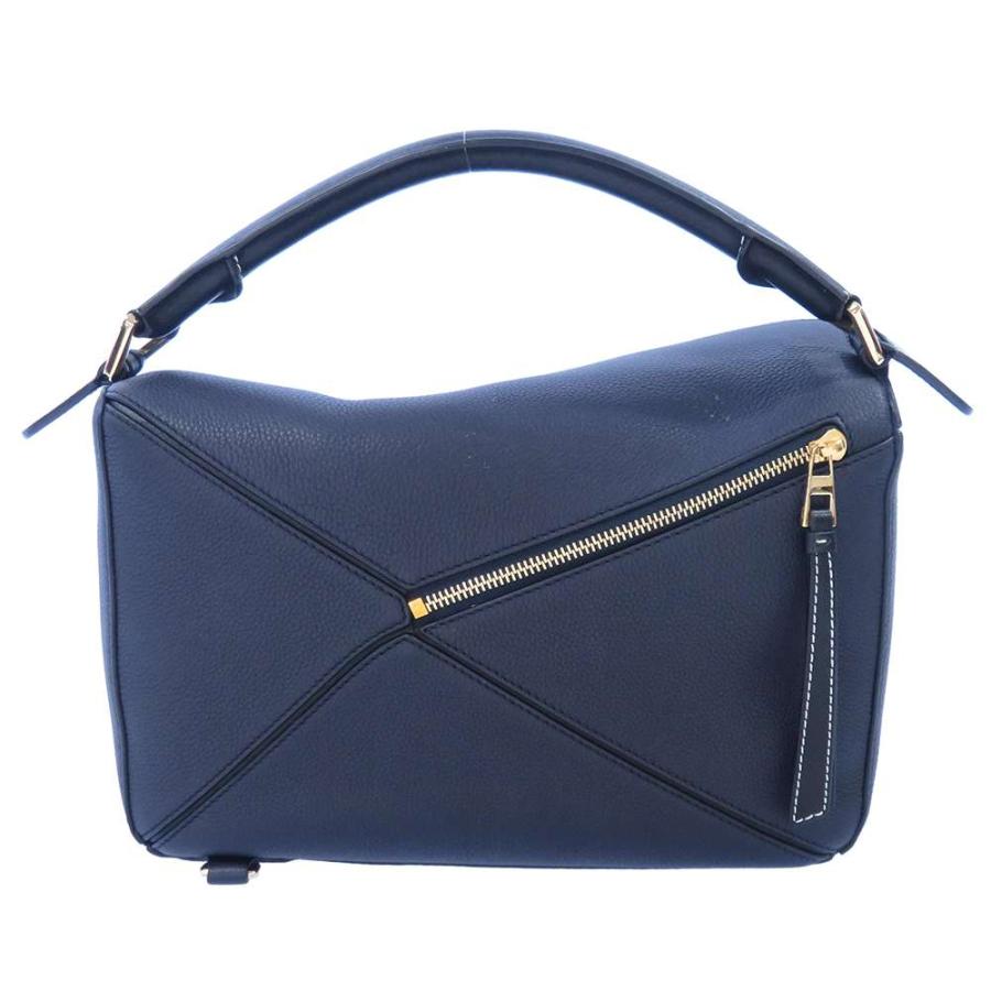 美品 ロエベ LOEWE パズルバッグ 2WAYバッグ ミディアム レザー ブルー 【73887】 LOEWE - LOEWE ロエベ/パズルバッグ ミディアム 2Way ショルダーバッグ