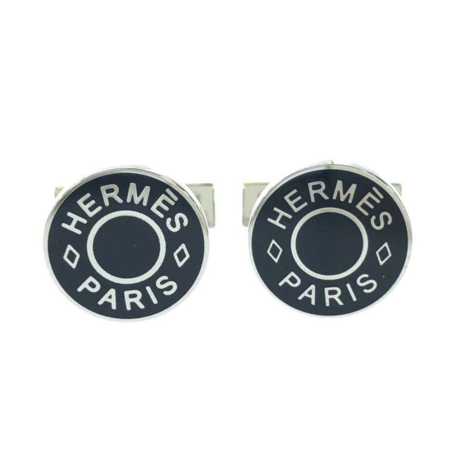エルメス カフス リコル ブラック/シルバー金具 メタル/パラジウム
