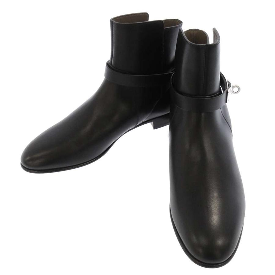 あ*P様 【未使用】エルメス ネオ ショートブーツ 黒 38 ケリー金具 シルバ エルメス ブーツ ネオ ブラック/シルバー金具 カーフスキン レディース