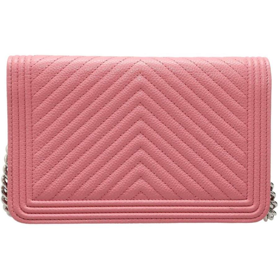 正規品 シャネル チェーンウォレット ピンク キャビアスキン 財布 斜めがけ CHANEL（シャネル） ショルダーバッグ チェーンウォレット AP0250