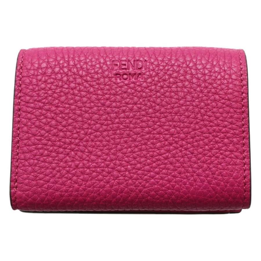★3日以内返品可★ 極美品 FENDI フェンディ ピーカブー ウォレット 三つ折り財布 8M0426 三つ折り財布 グリーン シルバー レザー レディース FENDI - フェンディ FENDI ピーカブー 8M0426 ウォレット 3つ折り財布