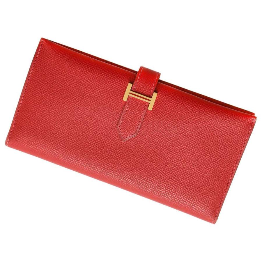 エルメス 長財布 ベアンクラシック ルージュヴィフ/ゴールド金具