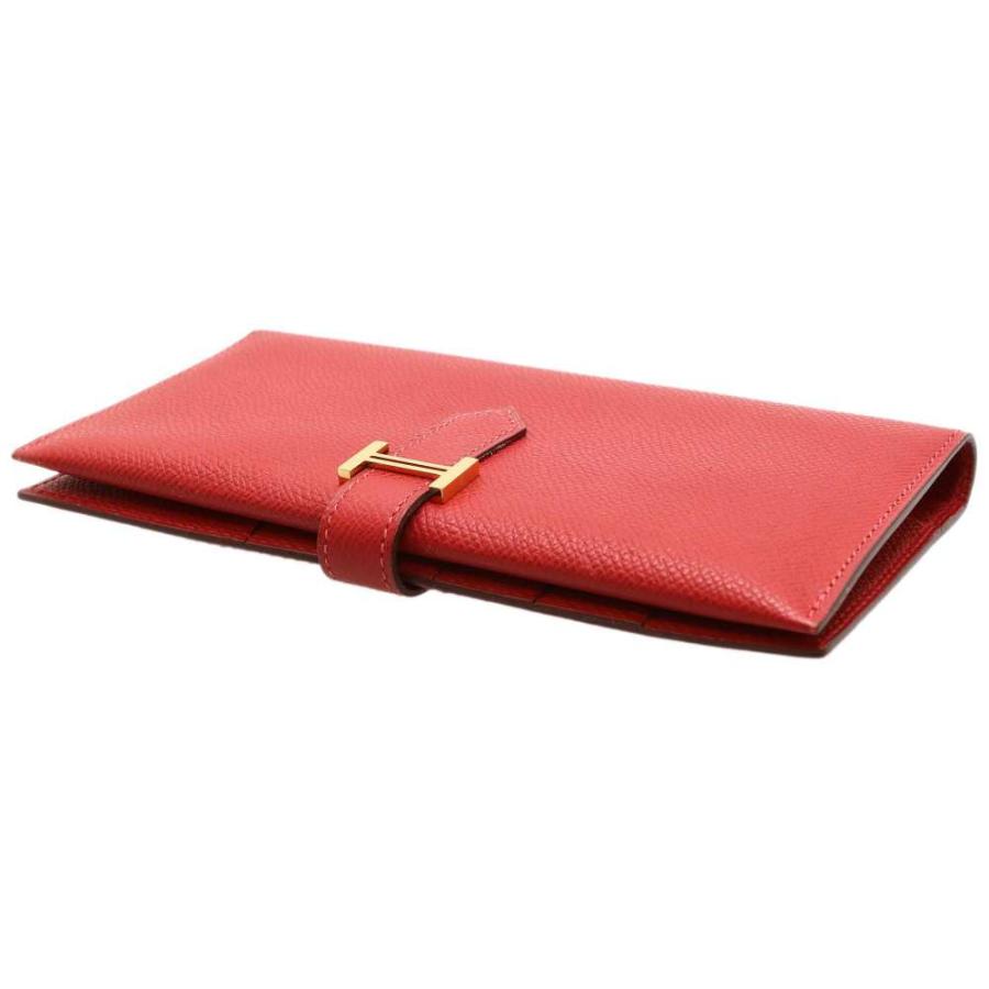 エルメス 長財布 ベアンクラシック ルージュヴィフ/ゴールド金具