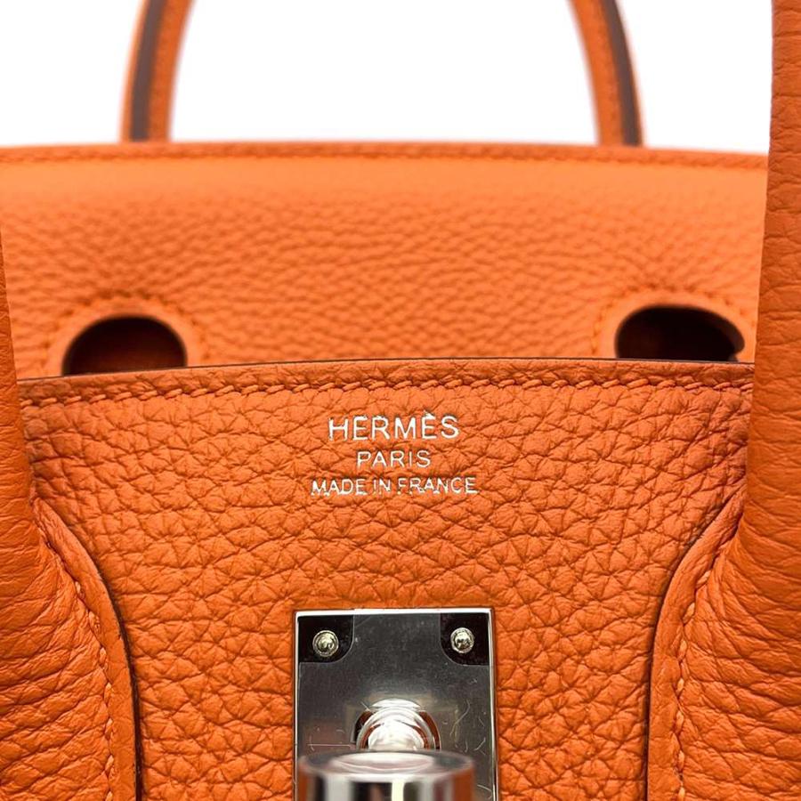 エルメス バーキン25 オレンジ/シルバー金具 トゴ U刻印 HERMES Birkin ハンドバッグ｜gallery-rare｜08