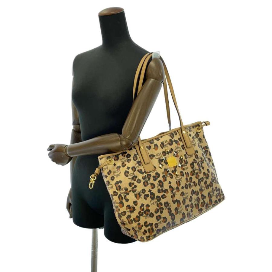 エムシーエム トートバッグ ヒョウ柄 スタッズ レザー MCM ショルダー