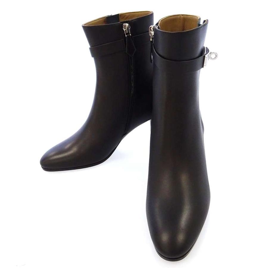 エルメス ショートブーツ サンジェルマン ブラック/シルバー金具