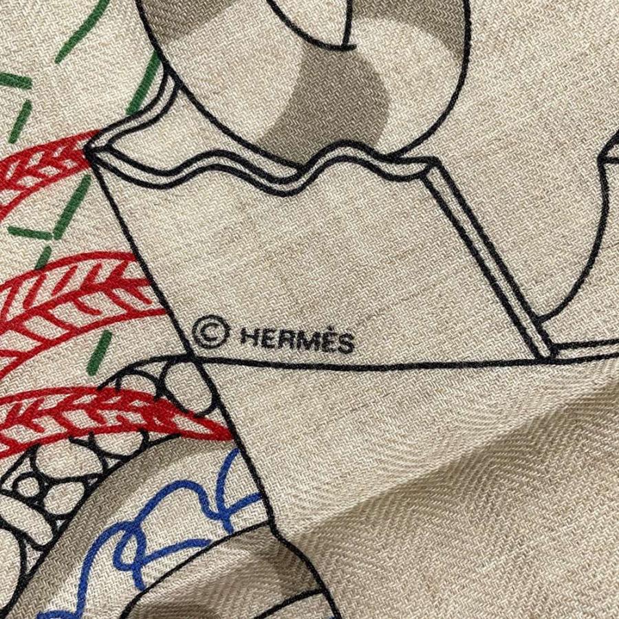 エルメス ストール カレ140 カレジェアン スプラッシュパーク カシミヤ  