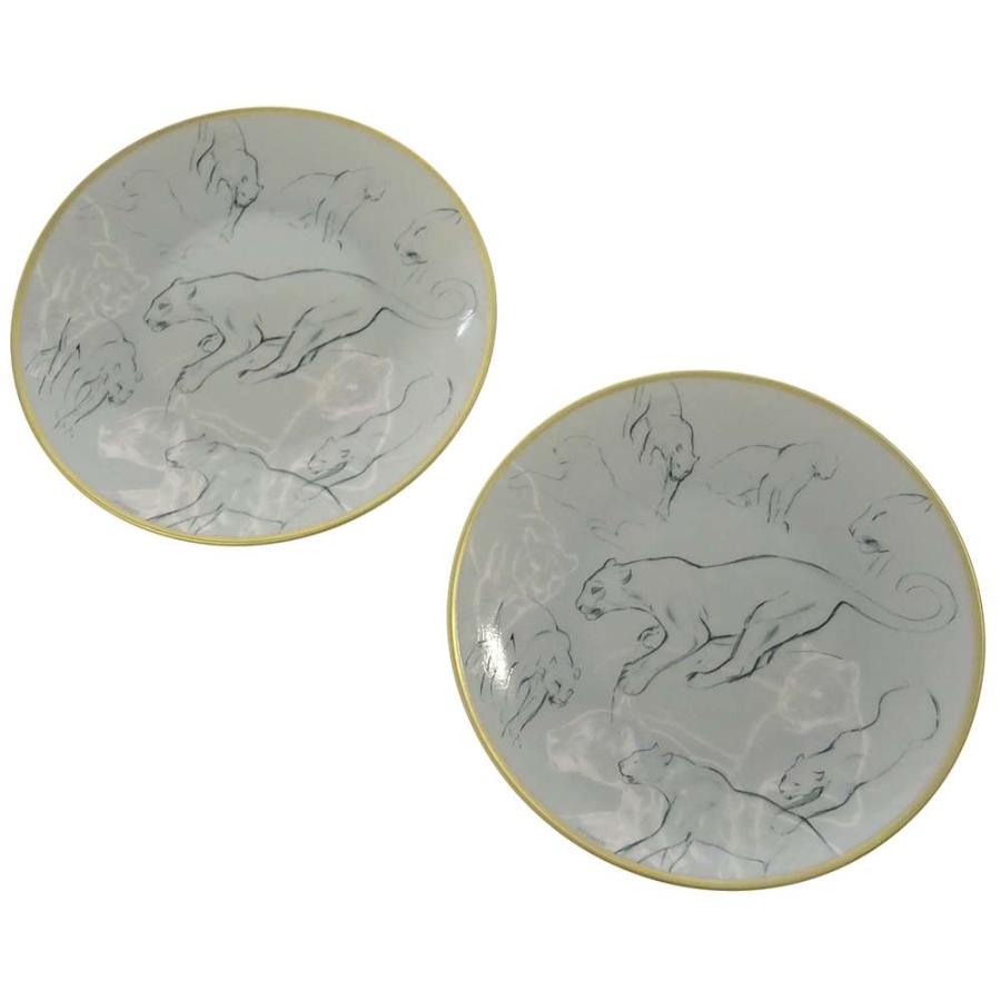 エルメス プレート 2枚セット 赤道直下のスケッチ ヒョウ 陶器 HERMES