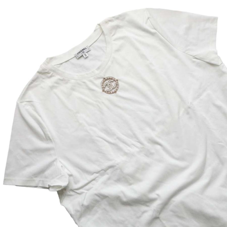 シャネル Tシャツ 半袖 ビジュー ココマーク レディースサイズ42/44 コットン P64269 カットソー アパレル｜gallery-rare｜03