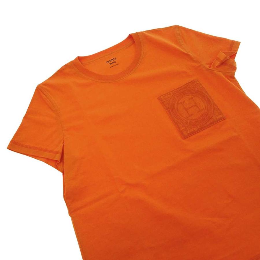 エルメス Tシャツ モザイク刺繍入りポケット コットン レディース