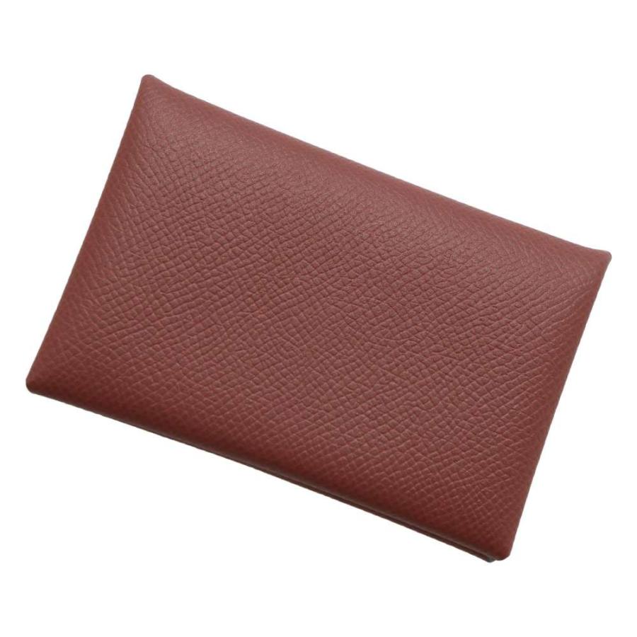 エルメス カードケース カルヴィ ルージュアッシュ/シルバー金具 