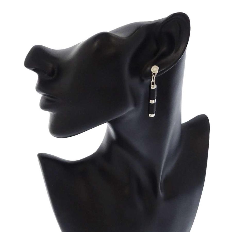 ☆エルメス ピアス シャルニエール PM ブラック/シルバー金具 スイフト  