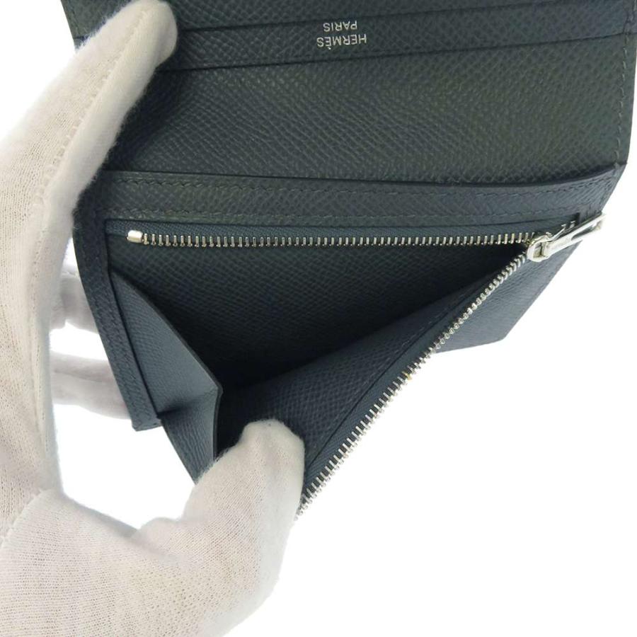 エルメス 二つ折り財布 ベアンコンパクト ブルーオラージュ/シルバー