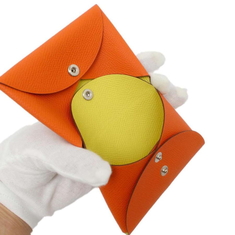 エルメス カルヴィ デュオ ヴォーエプソン コインケース オレンジ U刻印