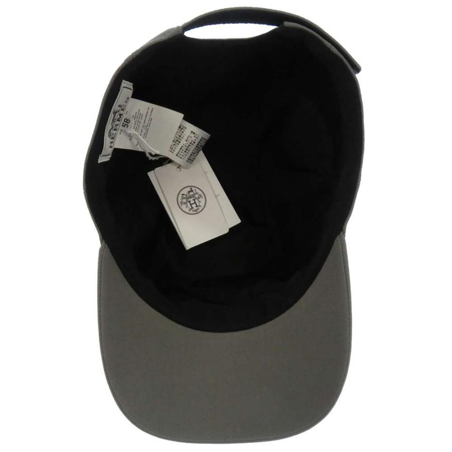 エルメス キャップ キャスケット マイルス エタン/ブラック/シルバー金具 コットン サイズ58 HERMES メンズ 帽子 黒