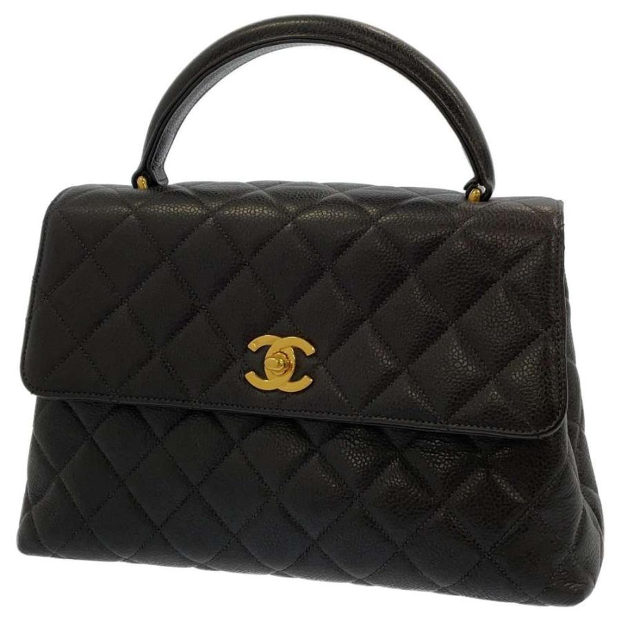 CHANEL シャネル マトラッセ ココマーク ハンドバッグ レザー 黒 シャネル ハンドバッグ マトラッセ ココマーク トキャビアスキン