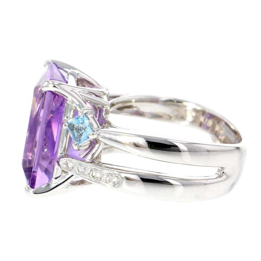タサキ リング アクアマリン アメシスト 6.57ct ダイヤモンド 0.08ct