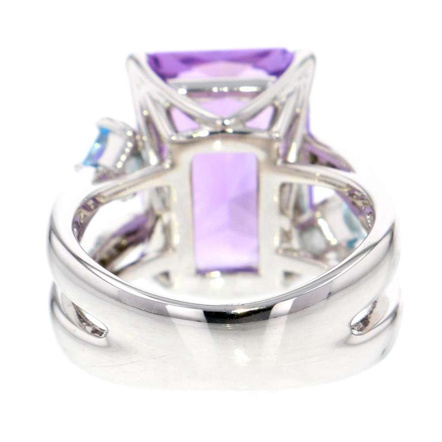 タサキ リング アクアマリン アメシスト 6.57ct ダイヤモンド 0.08ct